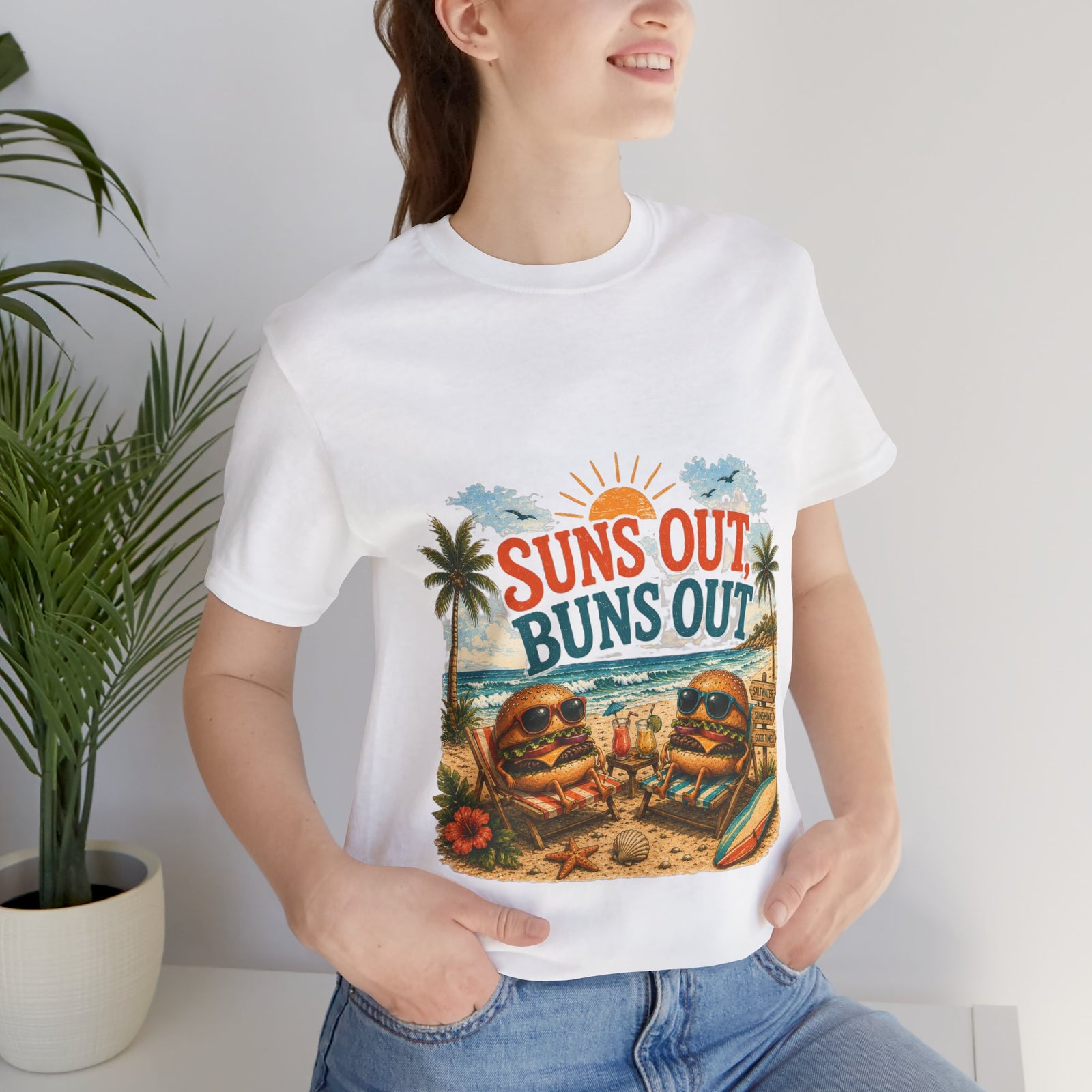 Suns Out Buns Out Tee - Retro Beach Vacation Graphic T-Shirt