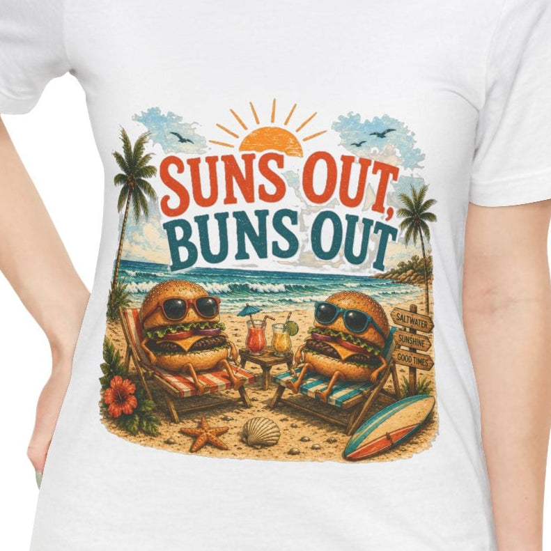 Suns Out Buns Out Tee - Retro Beach Vacation Graphic T-Shirt