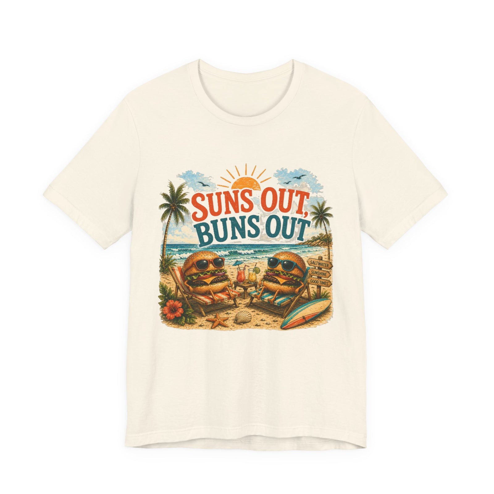 Suns Out Buns Out Beach T-Shirt — Retro Surf Vacation Tee