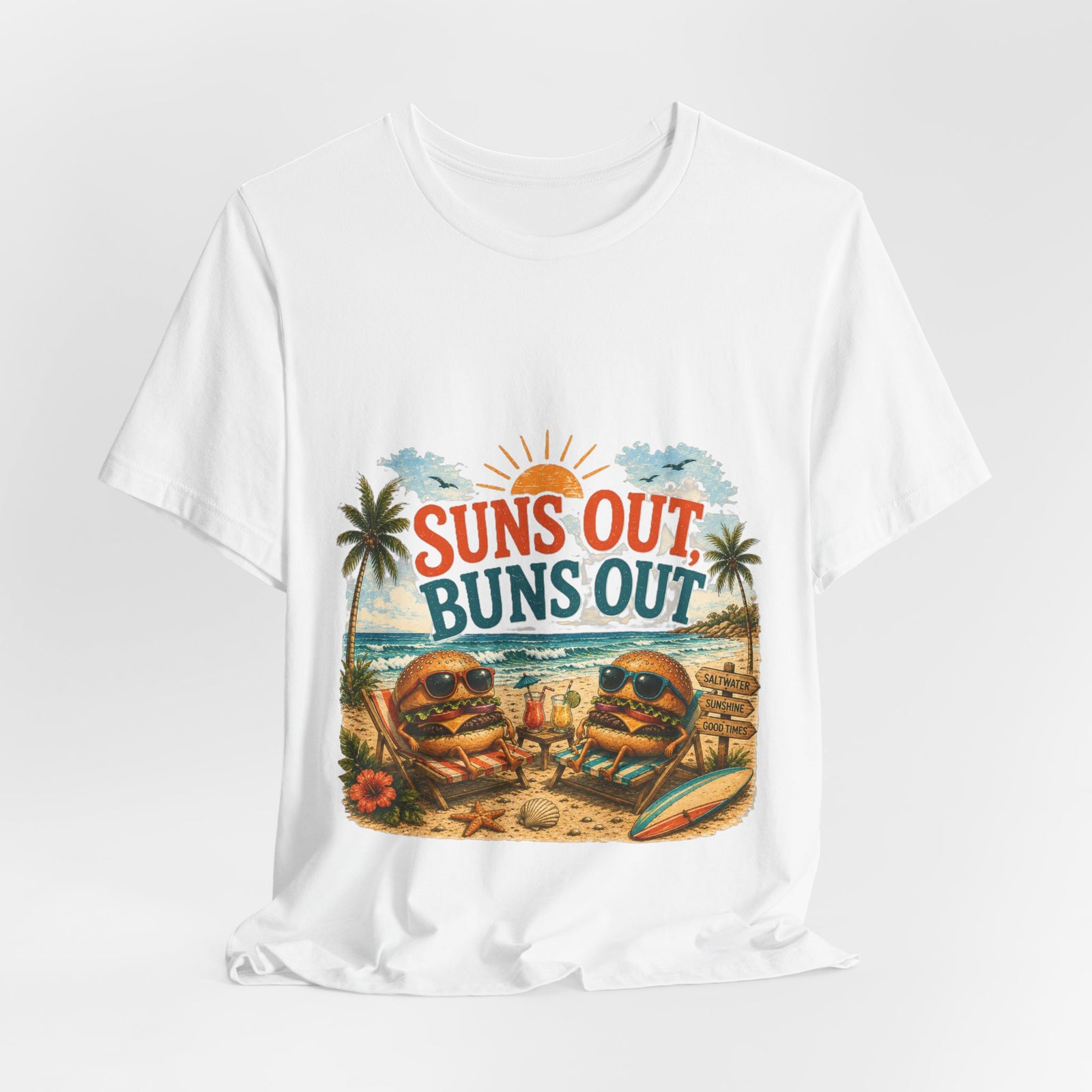 Suns Out Buns Out Tee - Retro Beach Vacation Graphic T-Shirt