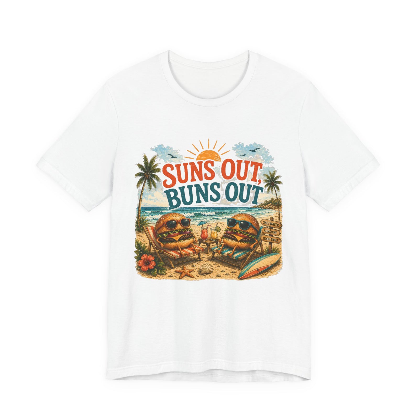 Suns Out Buns Out Beach T-Shirt — Retro Surf Vacation Tee