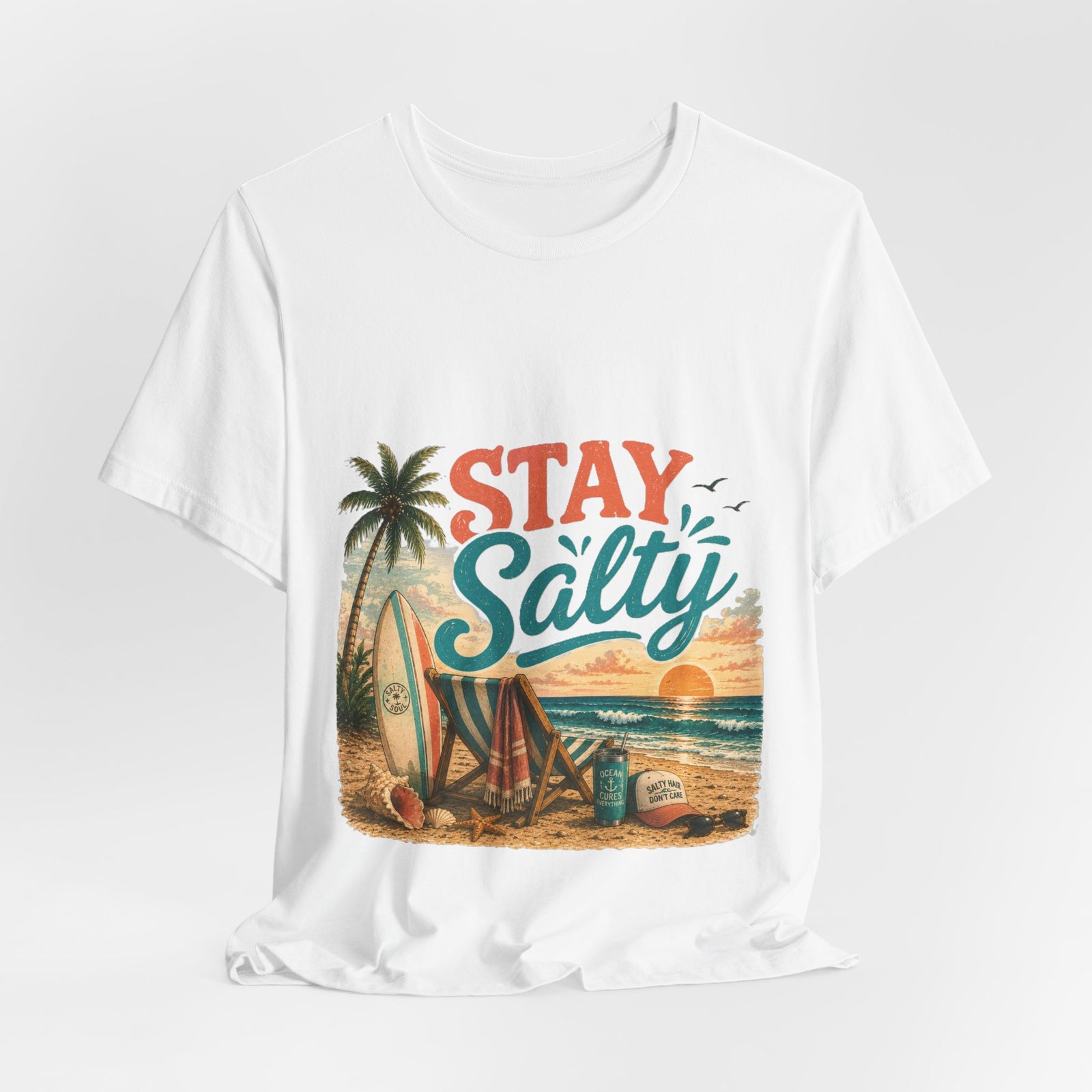 Stay Salty Beach T-Shirt — Vintage Surf Sunset Graphic Tee