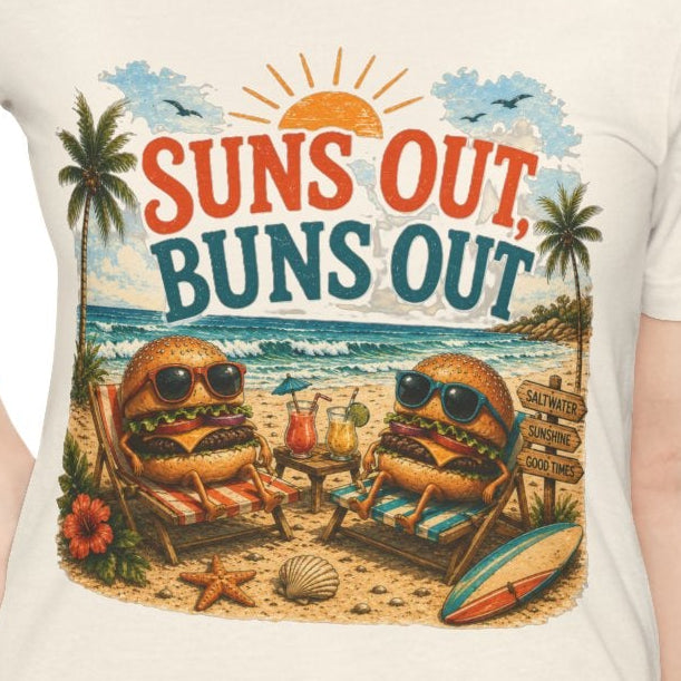 Suns Out Buns Out Beach T-Shirt — Retro Surf Vacation Tee