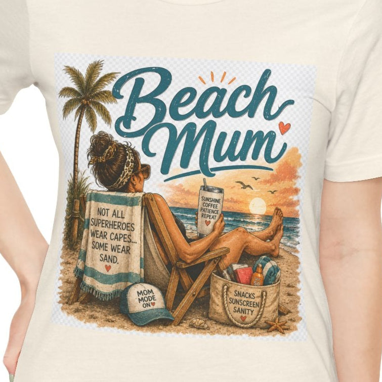 Beach Mum T‑Shirt — Retro Coastal Mom Tee (Beach Mom Graphic)