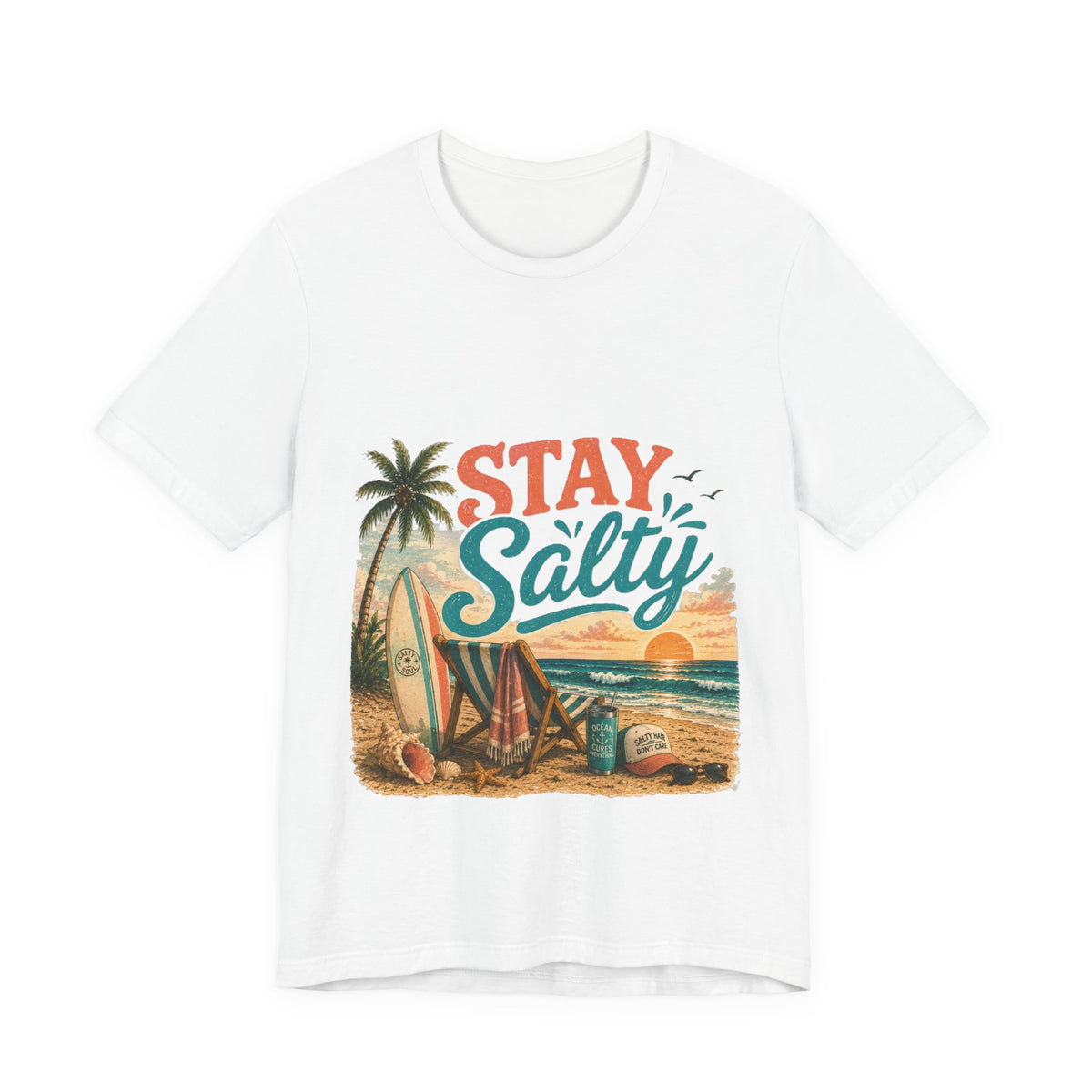 Stay Salty Beach T-Shirt — Vintage Surf Sunset Graphic Tee
