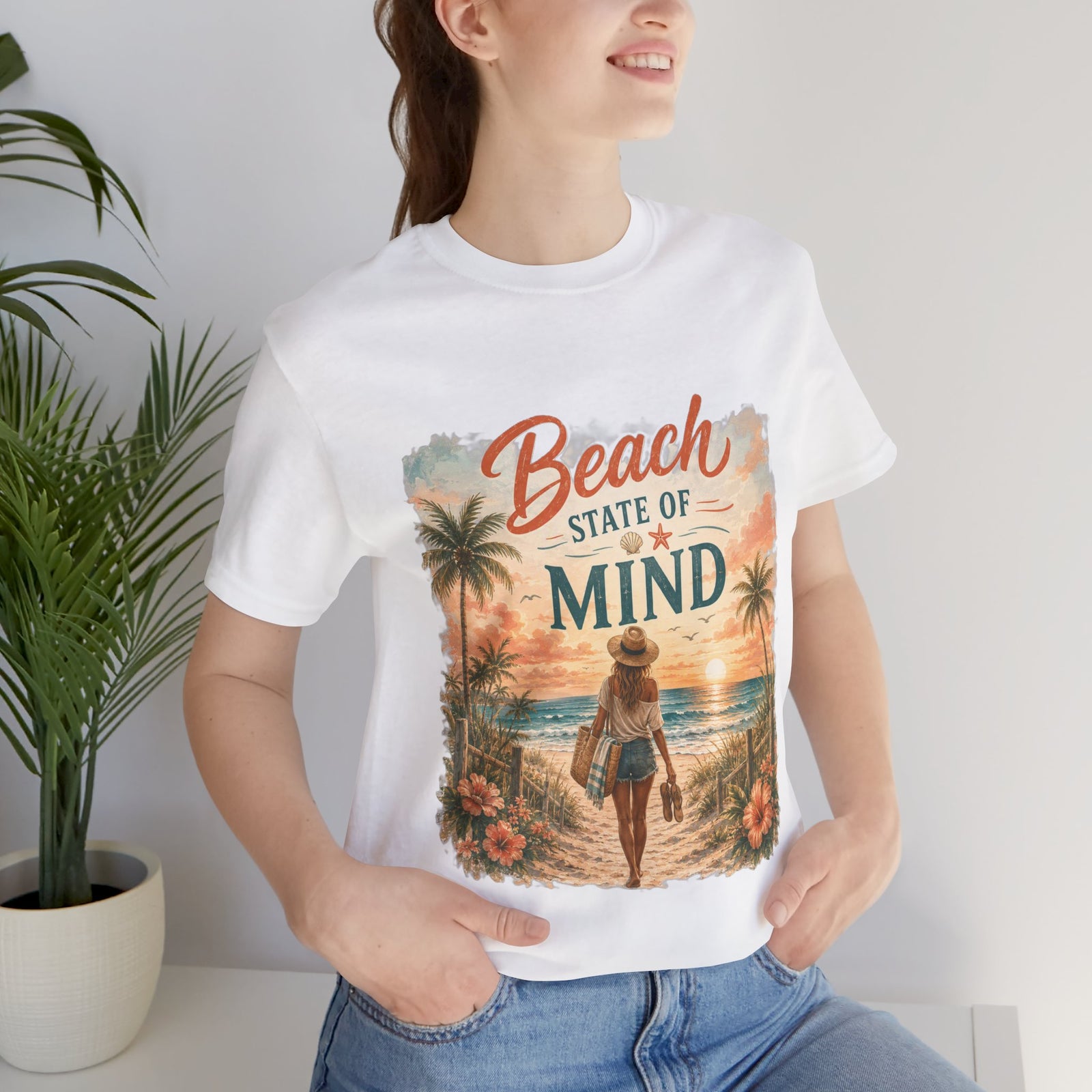 Beach State of Mind Tee — Vintage Sunset Beach Graphic T-Shirt
