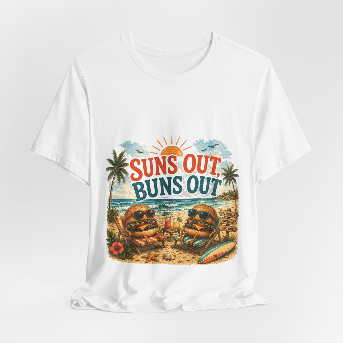 Suns Out Buns Out Tee - Retro Beach Vacation Graphic T-Shirt