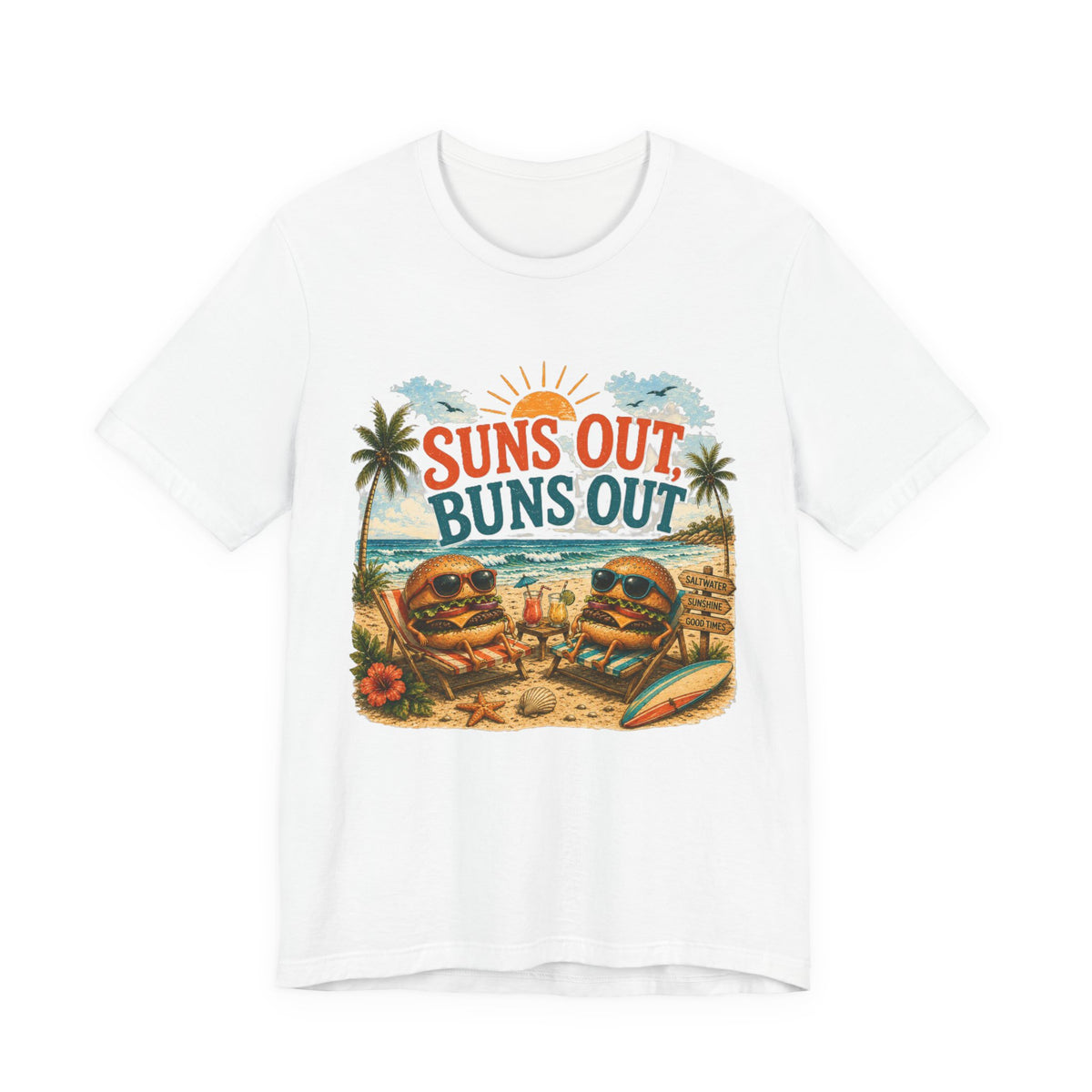 Suns Out Buns Out Beach T-Shirt — Retro Surf Vacation Tee