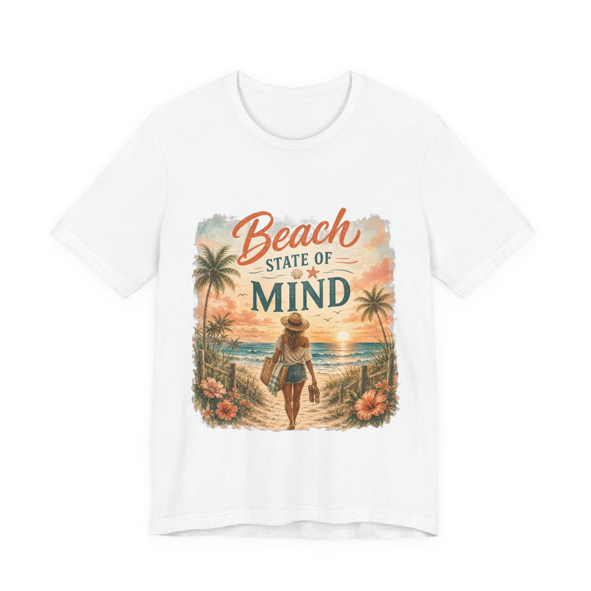 Beach State of Mind Tee — Vintage Sunset Beach Graphic T-Shirt
