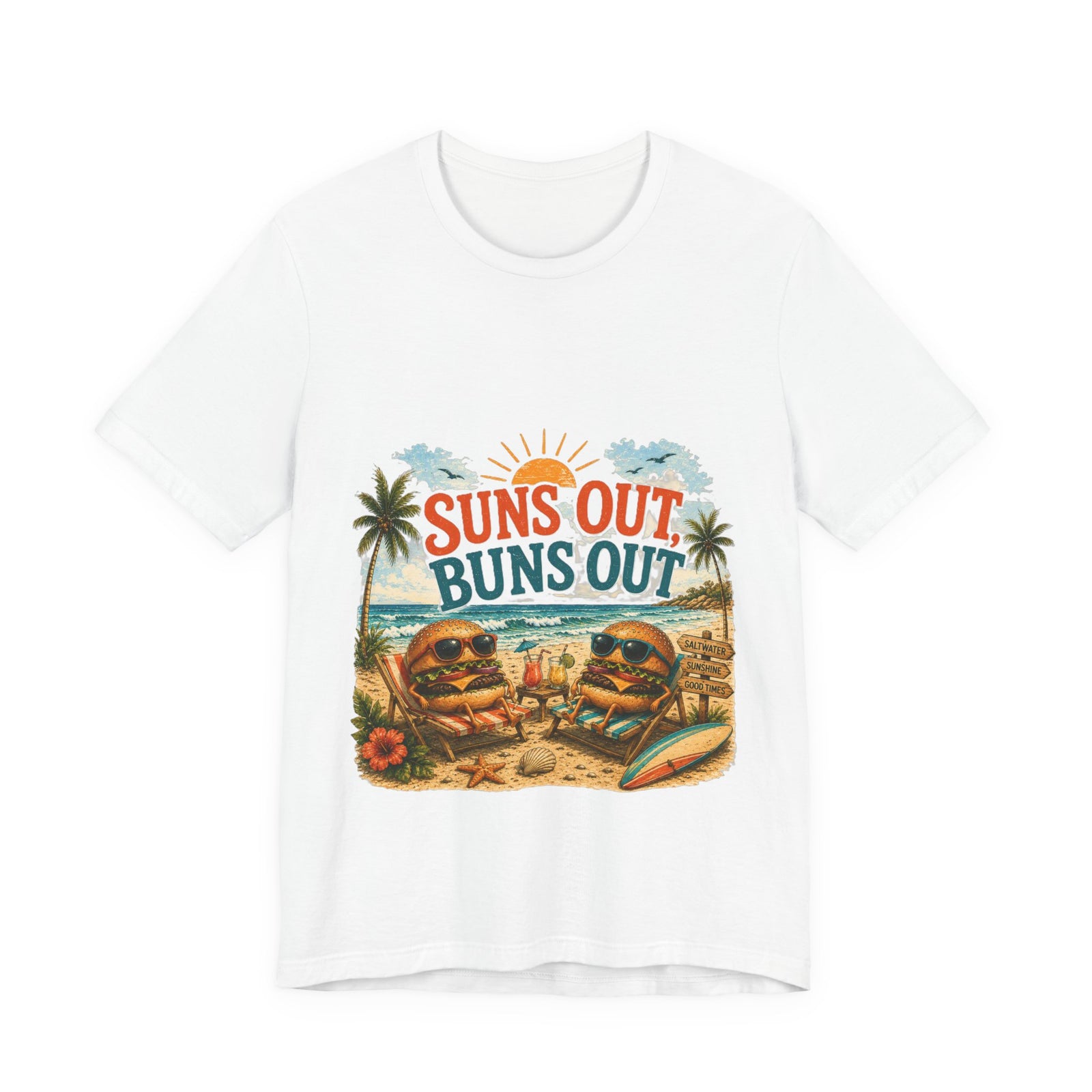 Suns Out Buns Out Tee - Retro Beach Vacation Graphic T-Shirt