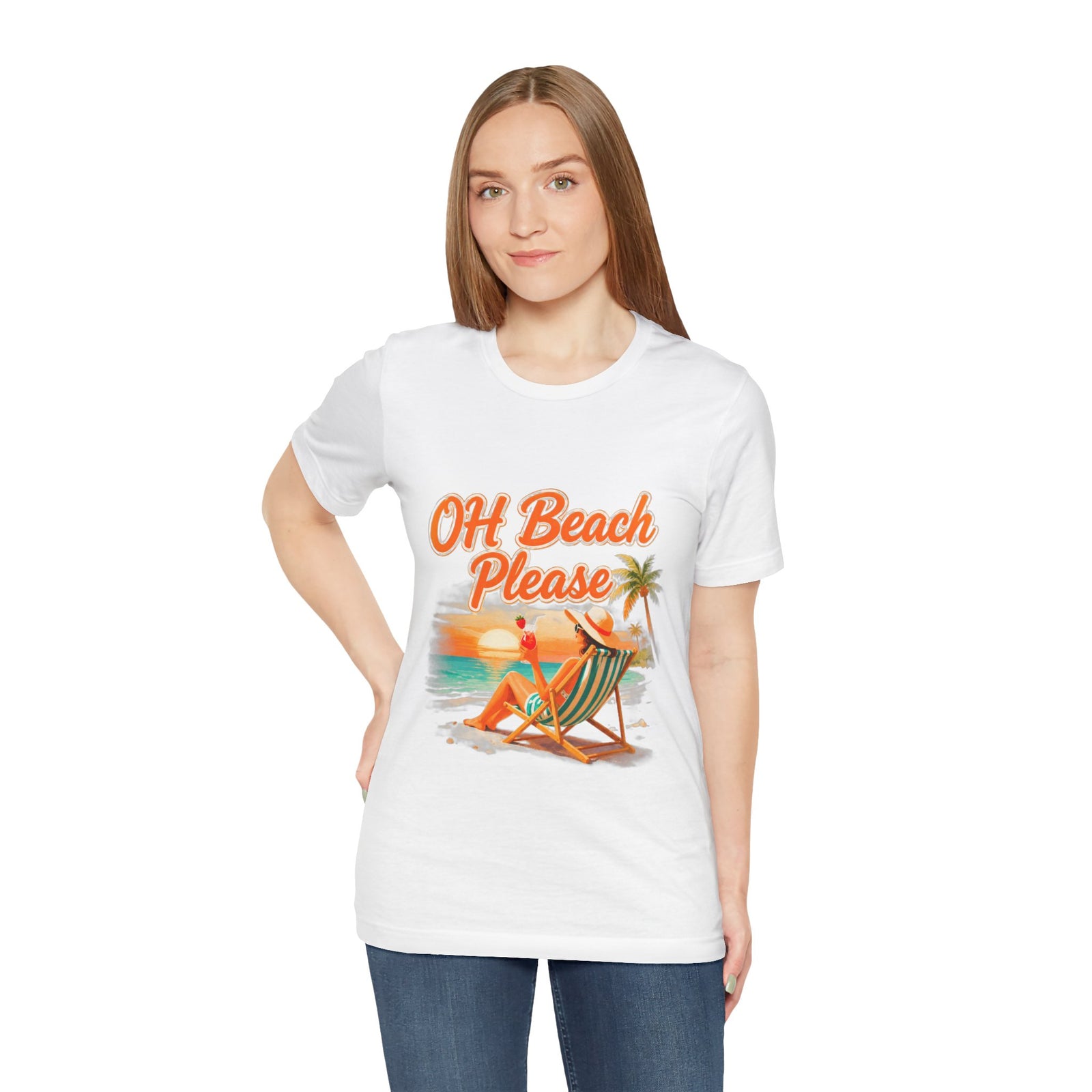 Oh Beach Please T-Shirt — Retro Sunset Beach Lounge Tee